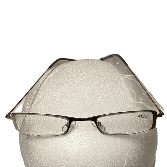 Reading Glasses +1.75 Silver 1 Piece with Cloth Case - Picture 4 of 6